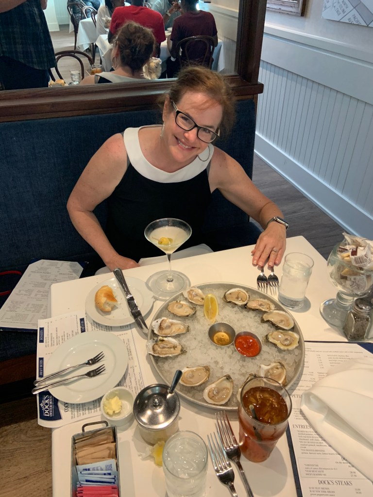 The author enjoying her oysters!