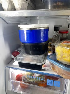 Chicken tenders marinating in fridge