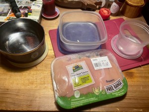 Chicken tenders and containers