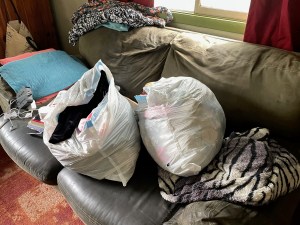Bags of clothes to donate