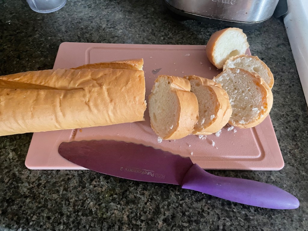 Bread cut for bruschetta