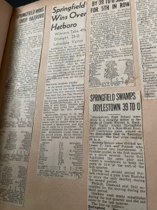 Newspaper clippings from my dad's football scrapbook