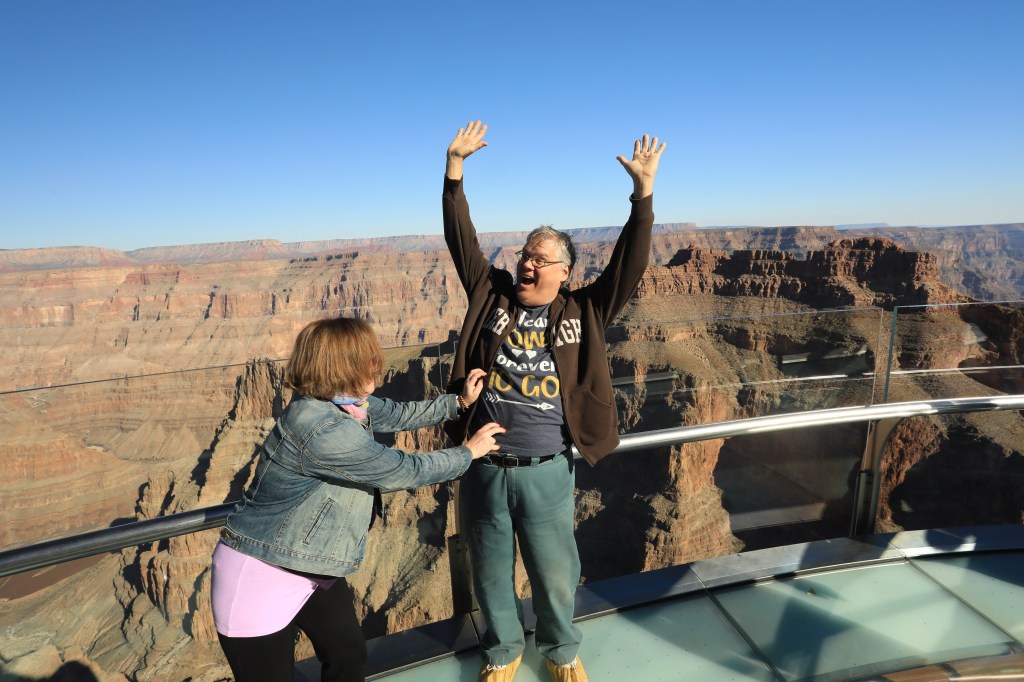 Pushing my husband over the railing!