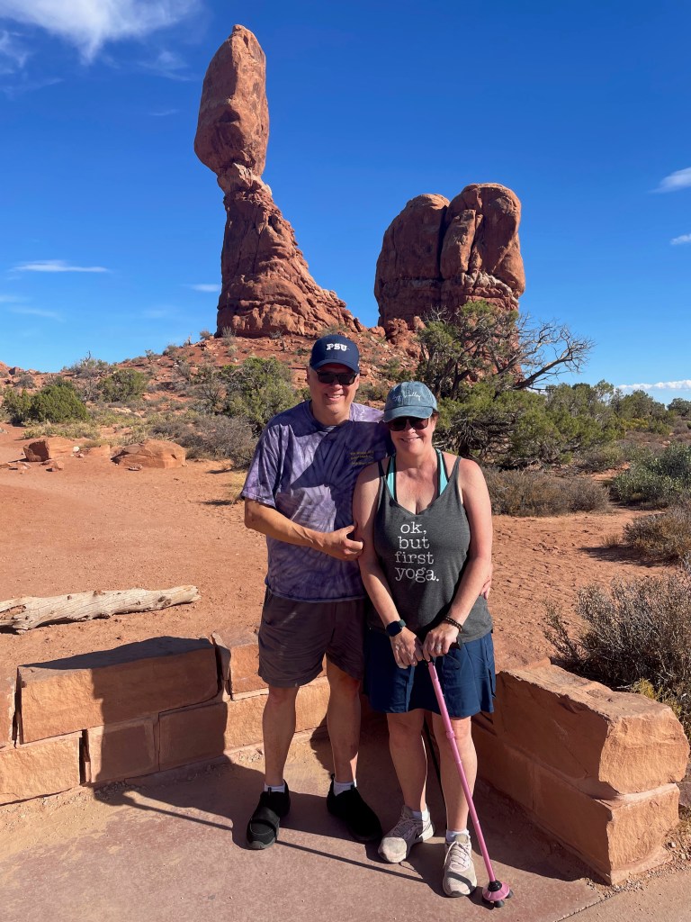 Author and her husband at Arches National Park in Moab, Utah