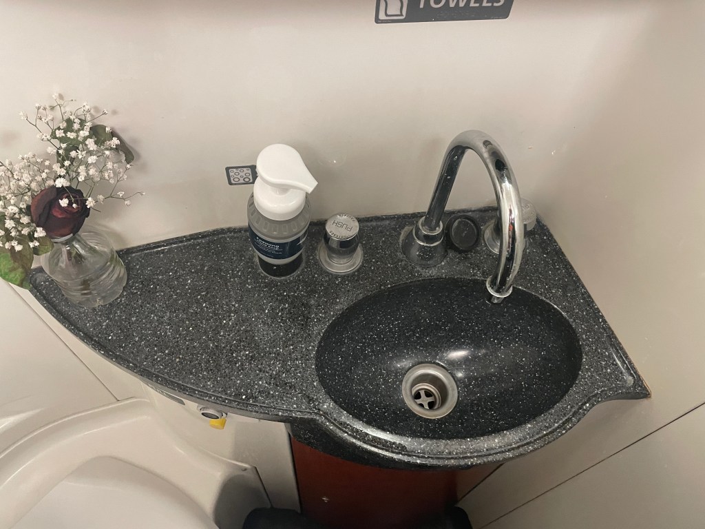 Bathroom sink on train