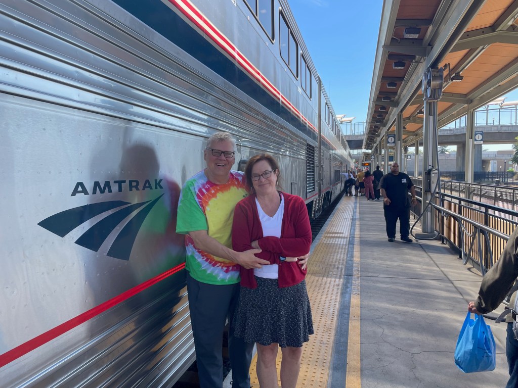 Getting ready to board the train for a long adventure