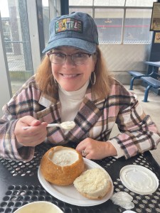 Clam chowder at Ivars