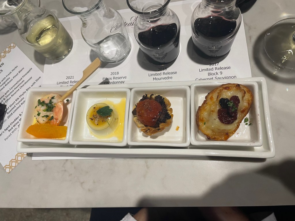 Wine and food pairing at winery