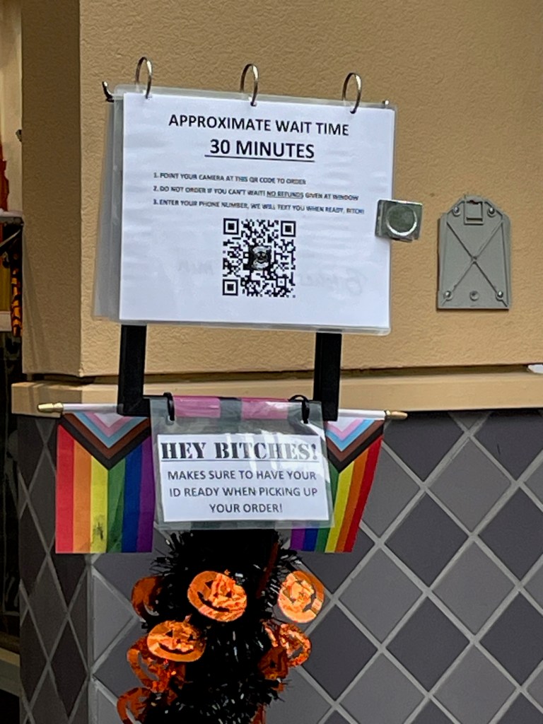 Restaurant waiting sign