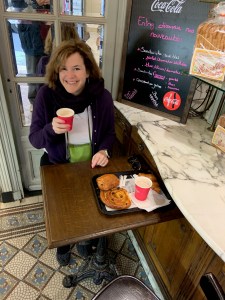 Enjoying breakfast at the bakery