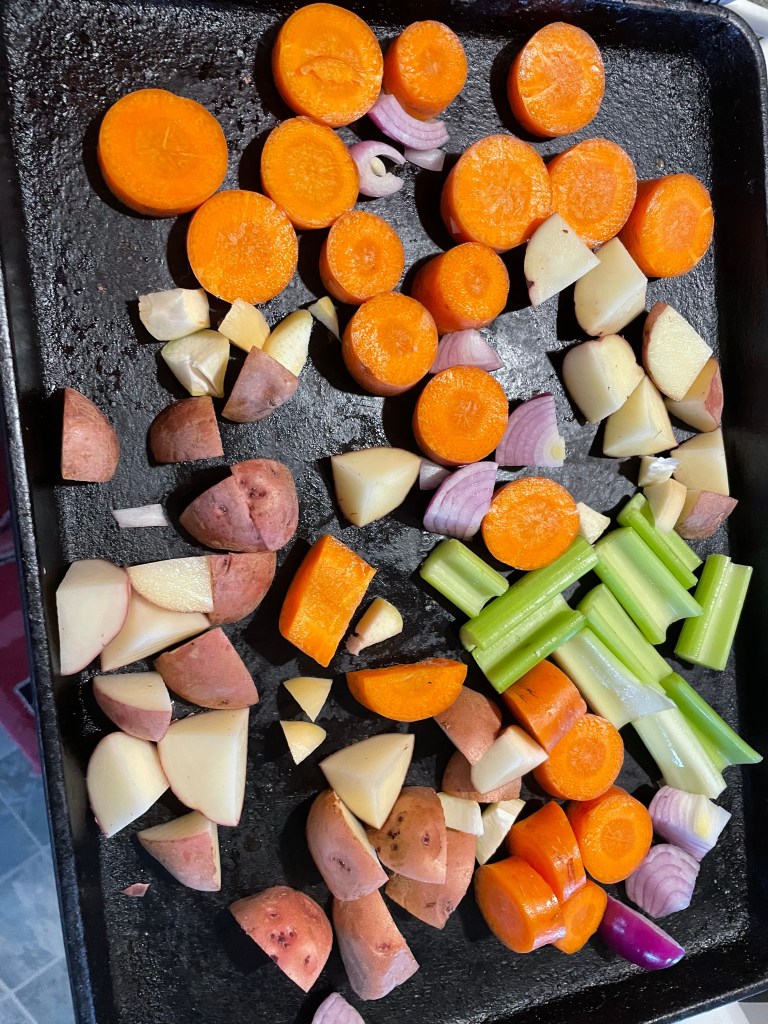 Root vegetables ready for roasting