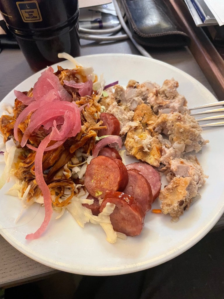Dinner plate with kielbasa